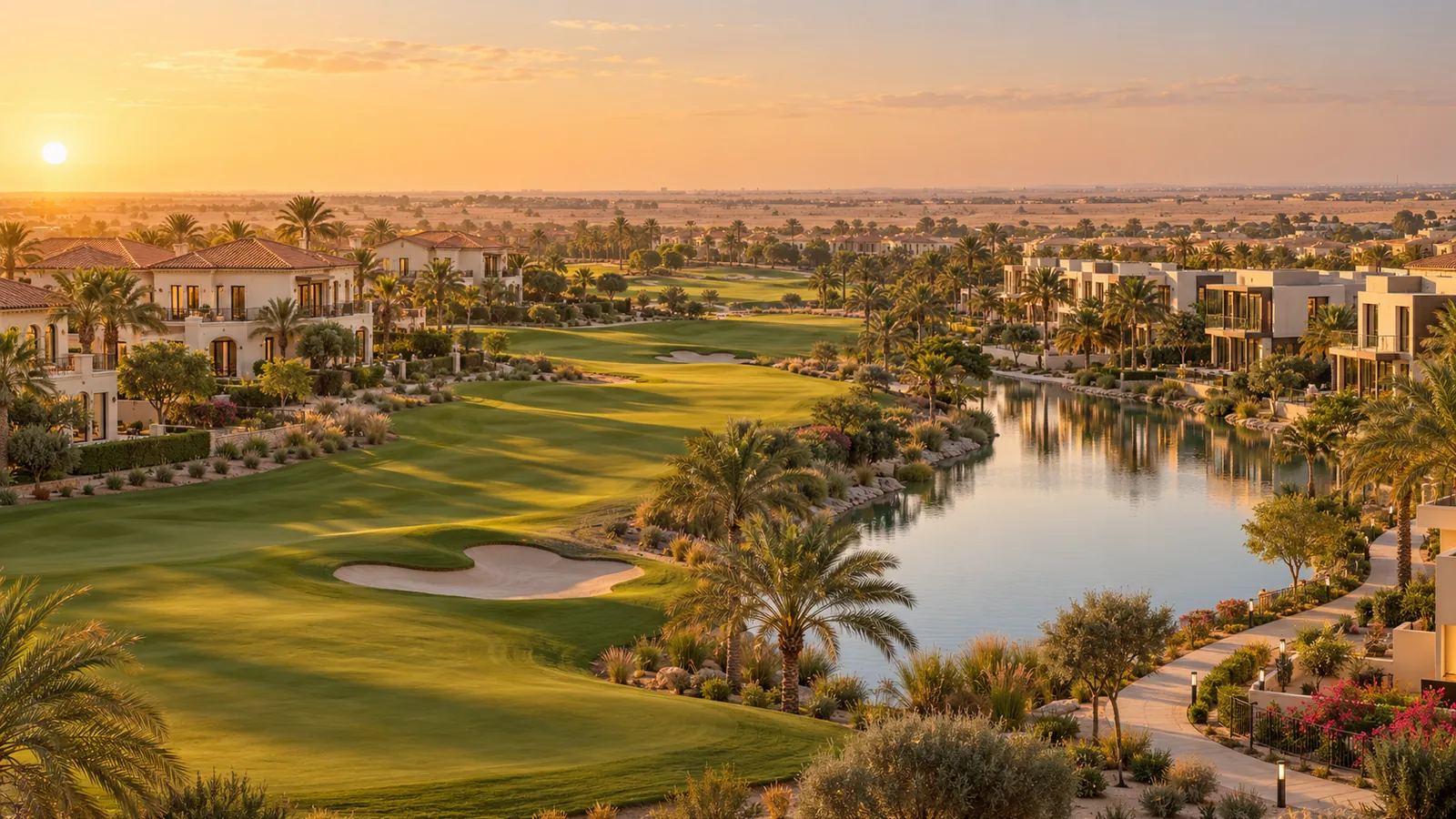 Illustrative comparison of Mediterranean-style golf villas and lakeside townhouses