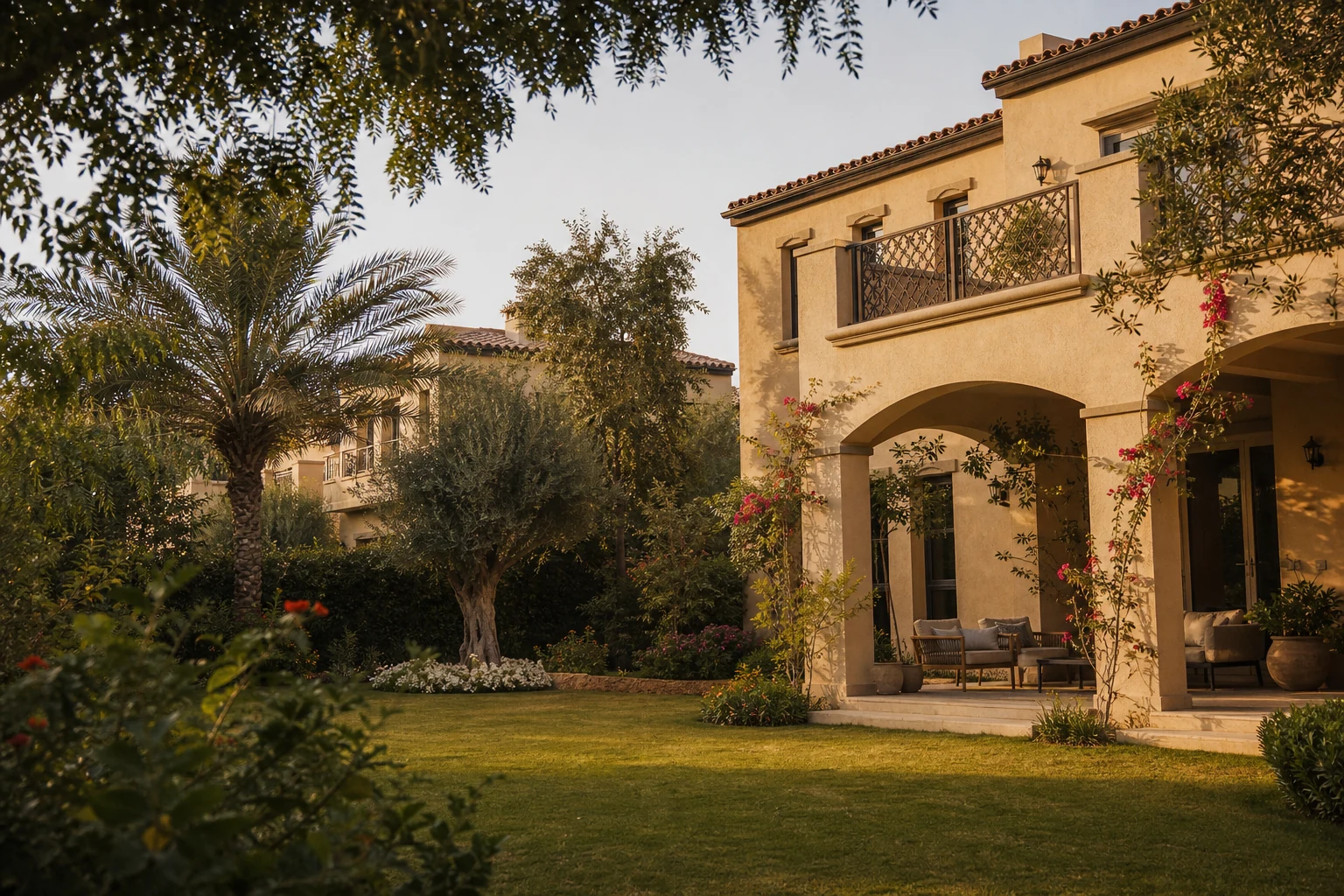 An established Arabian Ranches villa and mature private garden